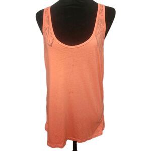 American Eagle Womens Sz L Coral Burnout Razorback Tank Top Summer Loose Fit